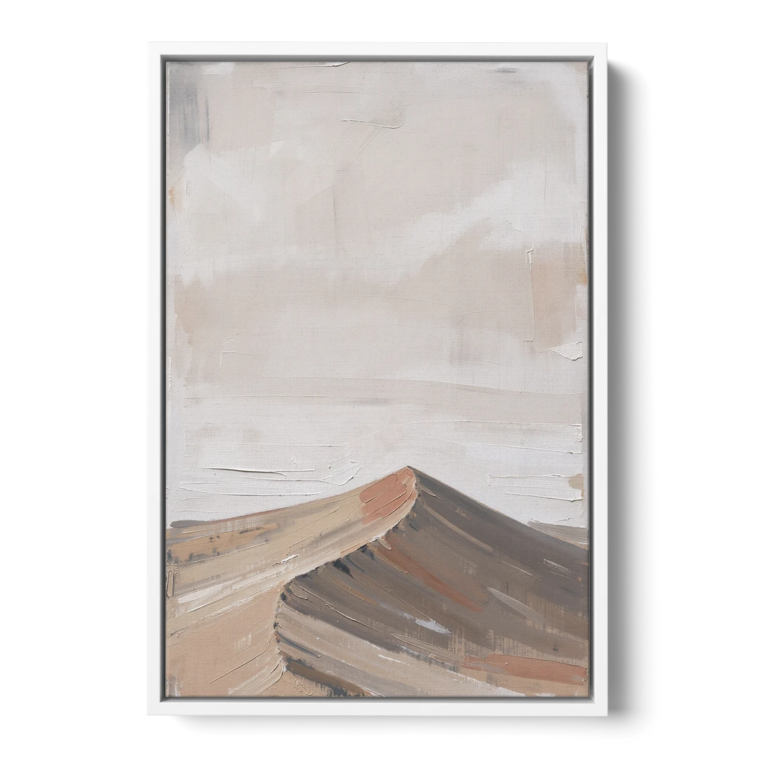 Minimalist Landscape Wall Art of a Sand Dune Ridge - White Framed Canvas Wall Art - Front