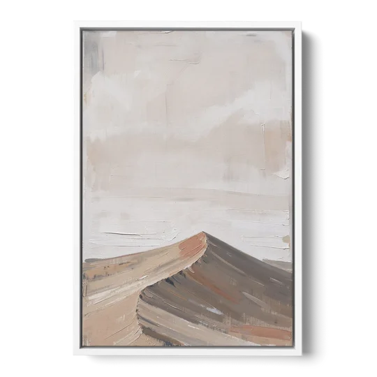 Minimalist Landscape Wall Art of a Sand Dune Ridge - White Framed Canvas Wall Art - Front