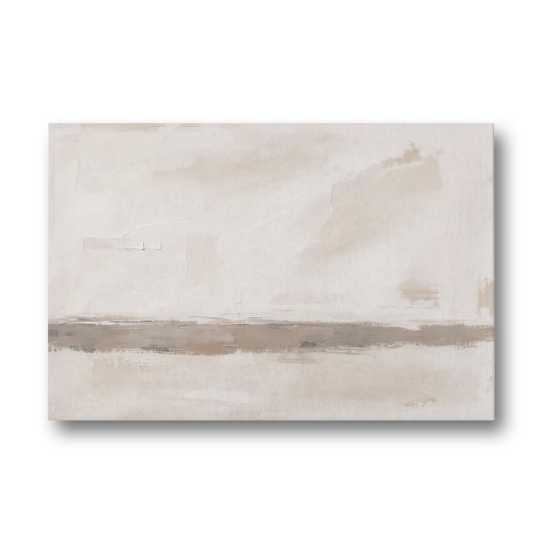 Minimalist Neutral Wall Art with Taupe Dawn Horizon - Canvas Wall Art - Front