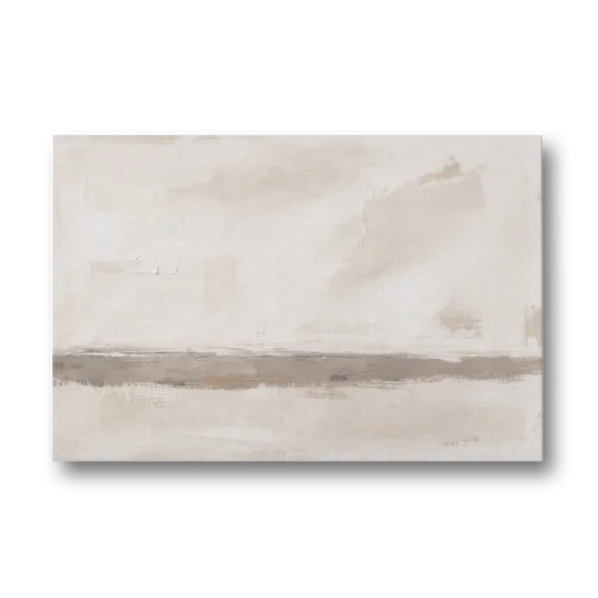 Minimalist Neutral Wall Art with Taupe Dawn Horizon - Canvas Wall Art - Front
