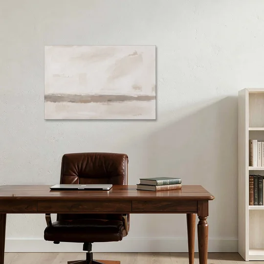 Minimalist Neutral Wall Art with Taupe Dawn Horizon - Canvas Wall Art - Office - 36x24