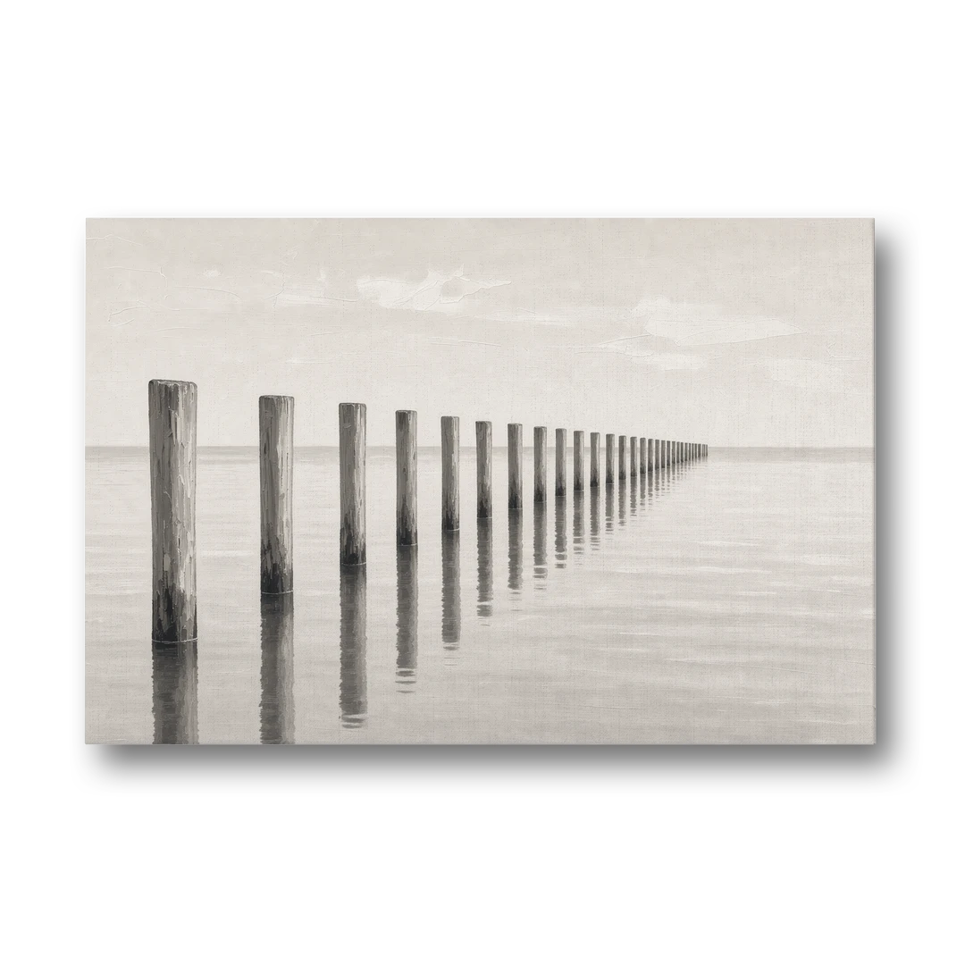 Minimalist Office Wall Art of Old Pier Pilings - Canvas Wall Art - Front