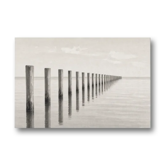 Minimalist Office Wall Art of Old Pier Pilings - Canvas Wall Art - Front