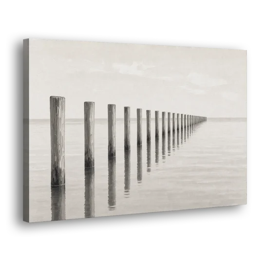 Minimalist Office Wall Art of Old Pier Pilings - Canvas Wall Art - Side