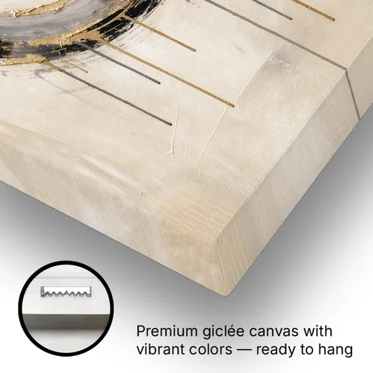 Minimalist Textured Gilded Enso Circle - Canvas Wall Art - Gallery Wrap Corner