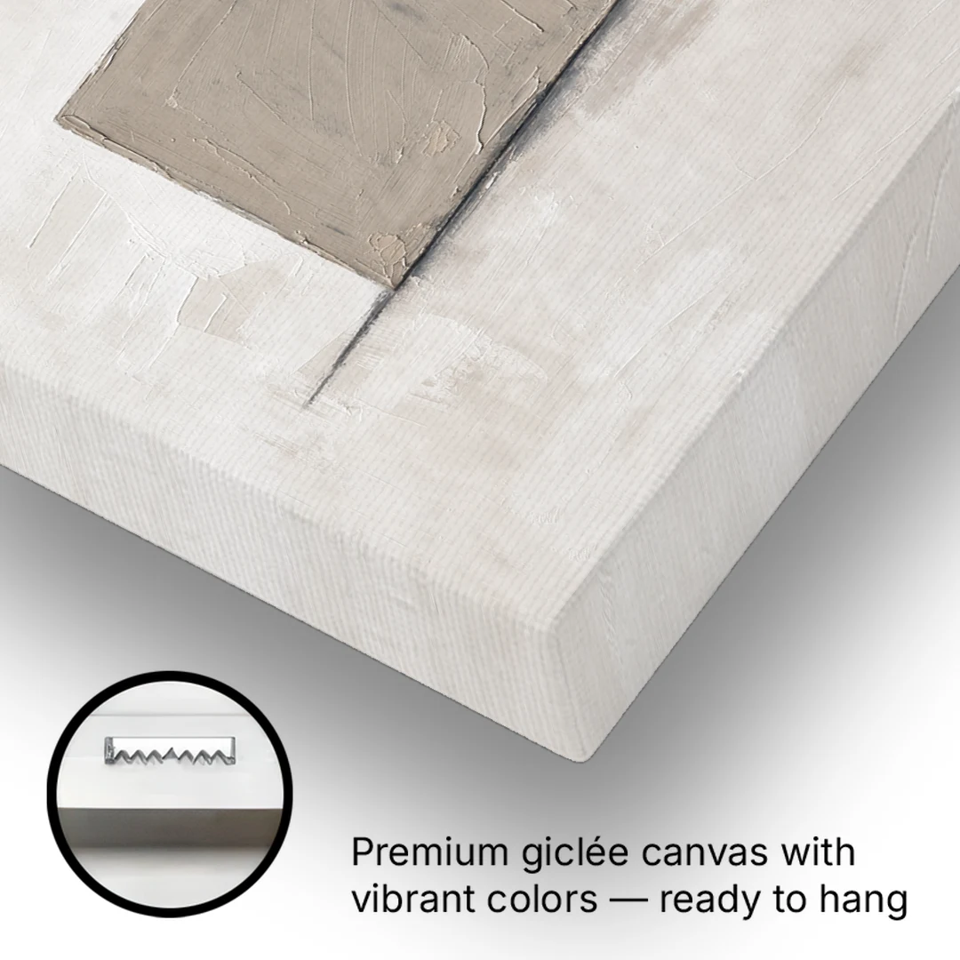 Minimalist Wall Decor with Driftwood Square and Slate Circle - Canvas Wall Art - Gallery Wrap Corner