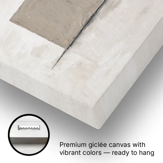 Minimalist Wall Decor with Driftwood Square and Slate Circle - Canvas Wall Art - Gallery Wrap Corner