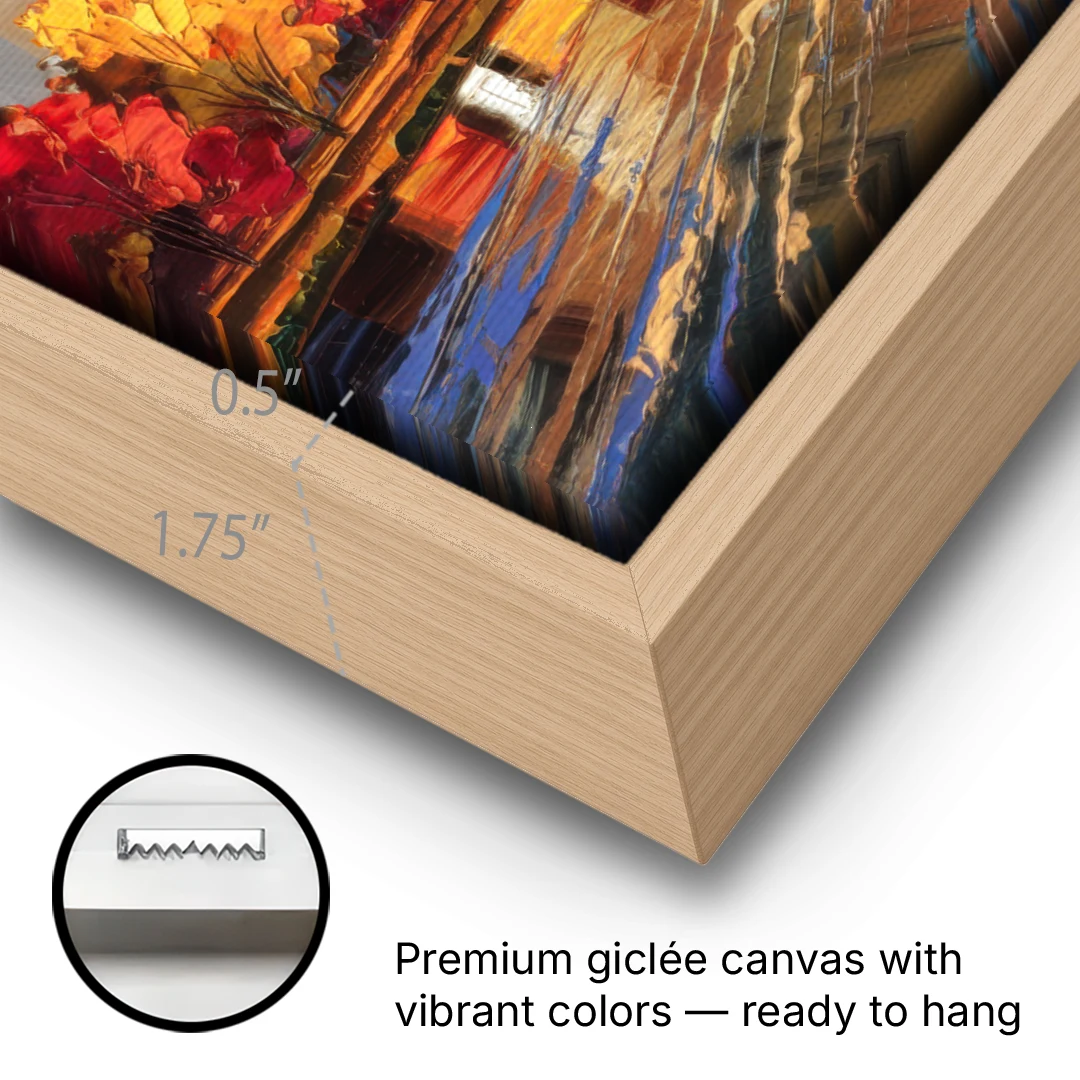 Minneapolis Mississippi River View - Oak Framed Canvas Wall Art - Gallery Wrap Corner