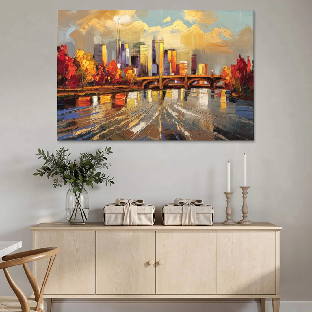 Minneapolis Mississippi River View - Canvas Wall Art - Coffee Table - 60x40