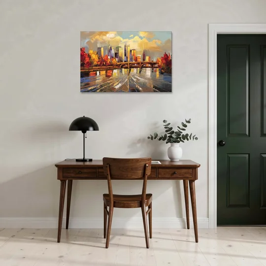 Minneapolis Mississippi River View - Canvas Wall Art - Office - 36x24