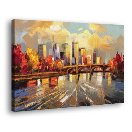 Minneapolis Mississippi River View - Canvas Wall Art - Side