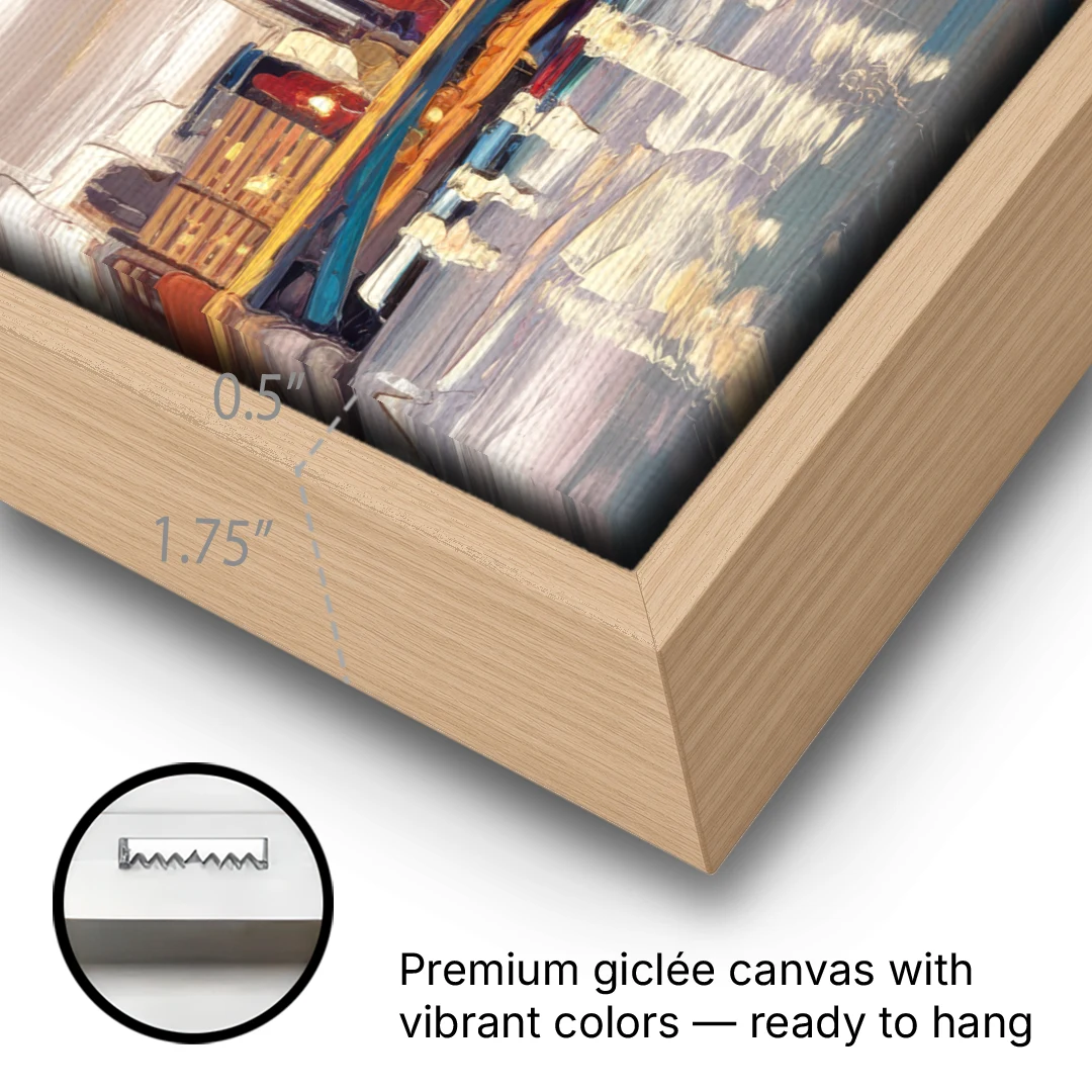 Minneapolis Modern Architectural Beauty - Oak Framed Canvas Wall Art - Gallery Wrap Corner
