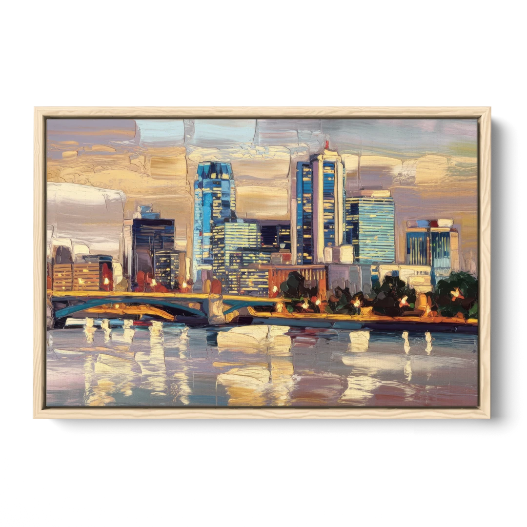 Minneapolis Modern Architectural Beauty - Oak Framed Canvas Wall Art - Front