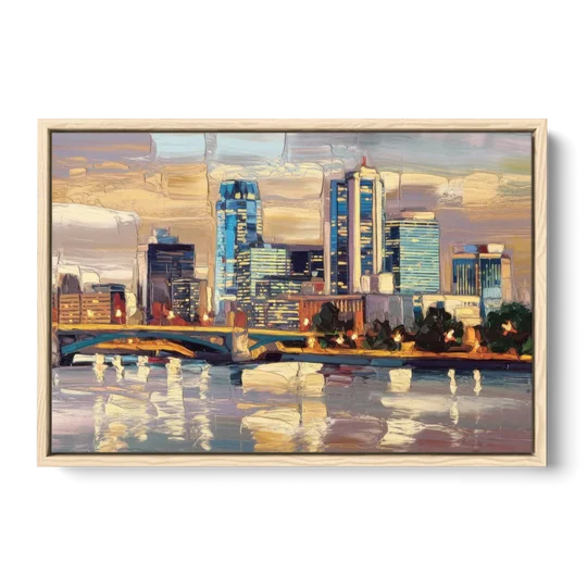 Minneapolis Modern Architectural Beauty - Oak Framed Canvas Wall Art - Front