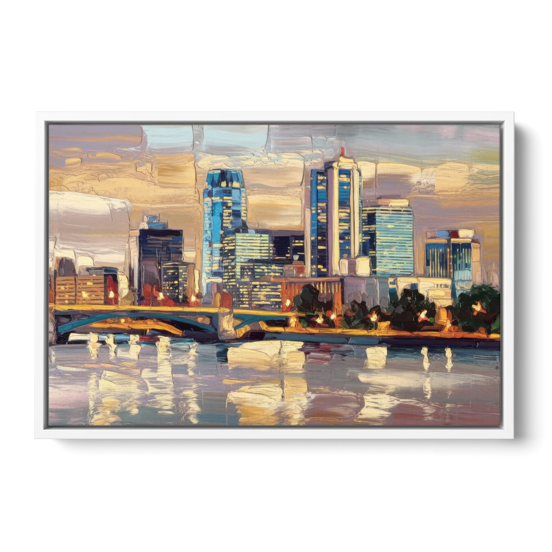 Minneapolis Modern Architectural Beauty - White Framed Canvas Wall Art - Front