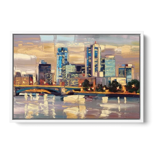 Minneapolis Modern Architectural Beauty - White Framed Canvas Wall Art - Front