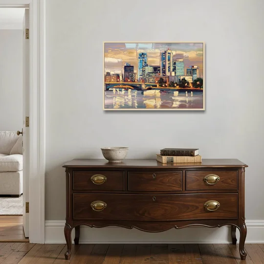 Minneapolis Modern Architectural Beauty - Oak Framed Canvas Wall Art - Coffee Table - 36x24