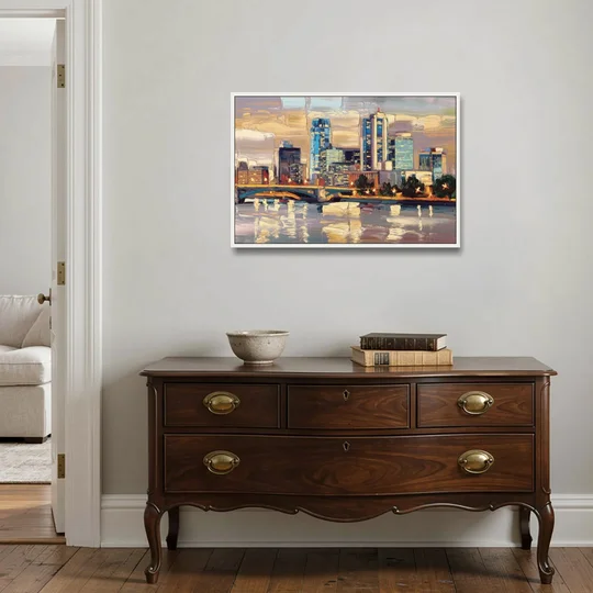 Minneapolis Modern Architectural Beauty - White Framed Canvas Wall Art - Coffee Table - 36x24