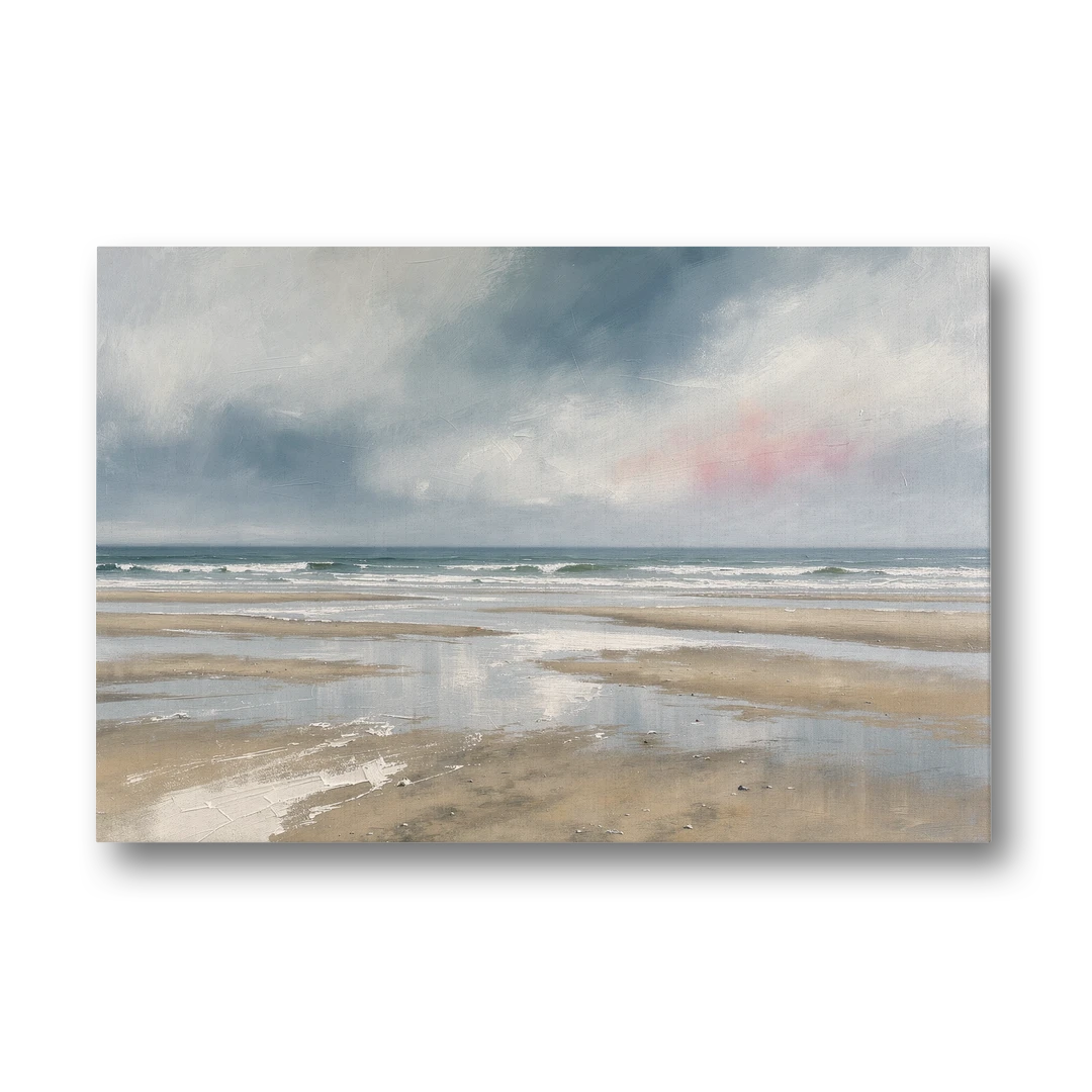 Mirrored Tide Pools at Low Tide Above the Headboard - Canvas Wall Art - Front
