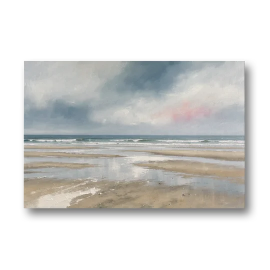 Mirrored Tide Pools at Low Tide Above the Headboard - Canvas Wall Art - Front