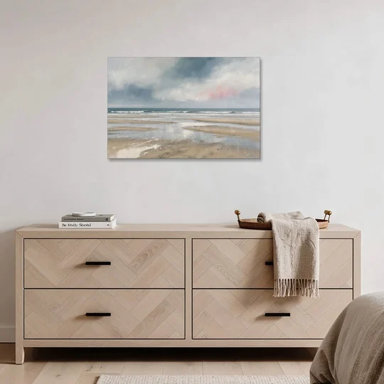 Mirrored Tide Pools at Low Tide Above the Headboard - Canvas Wall Art - Coffee Table - 36x24
