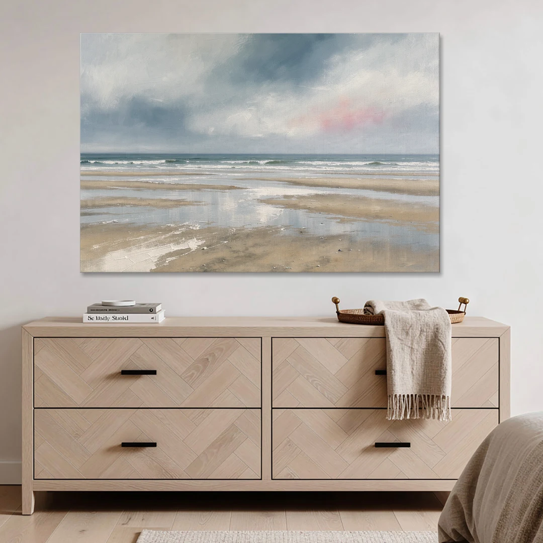 Mirrored Tide Pools at Low Tide Above the Headboard - Canvas Wall Art - Coffee Table - 60x40