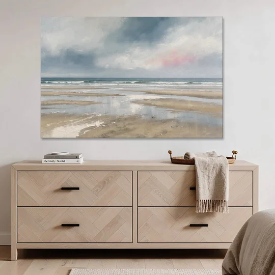 Mirrored Tide Pools at Low Tide Above the Headboard - Canvas Wall Art - Coffee Table - 60x40
