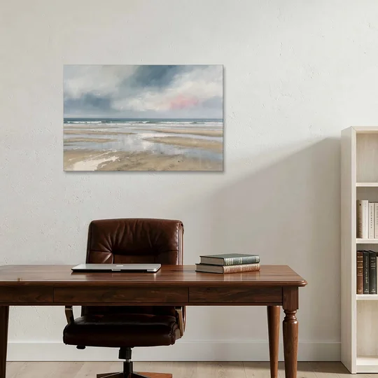 Mirrored Tide Pools at Low Tide Above the Headboard - Canvas Wall Art - Office - 36x24