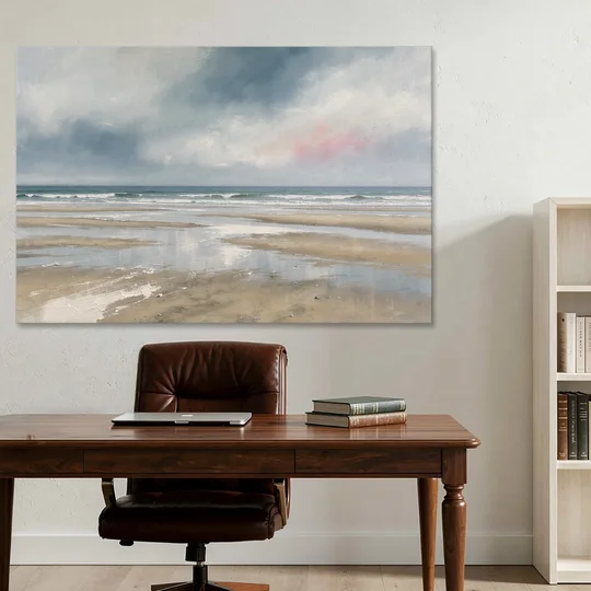 Mirrored Tide Pools at Low Tide Above the Headboard - Canvas Wall Art - Office - 60x40