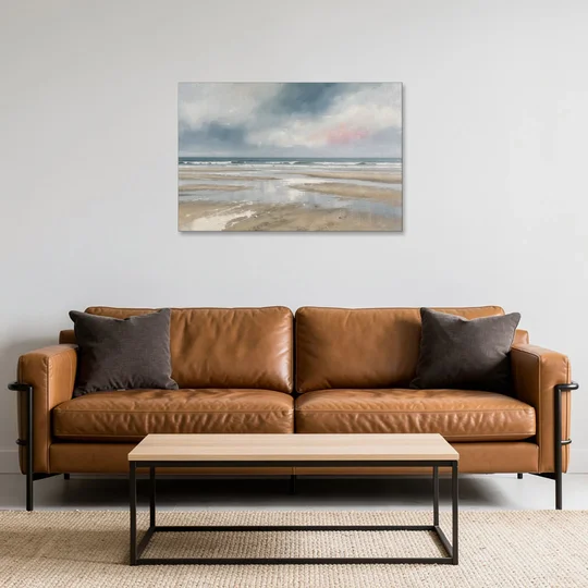 Mirrored Tide Pools at Low Tide Above the Headboard - Canvas Wall Art - Sofa - 36x24