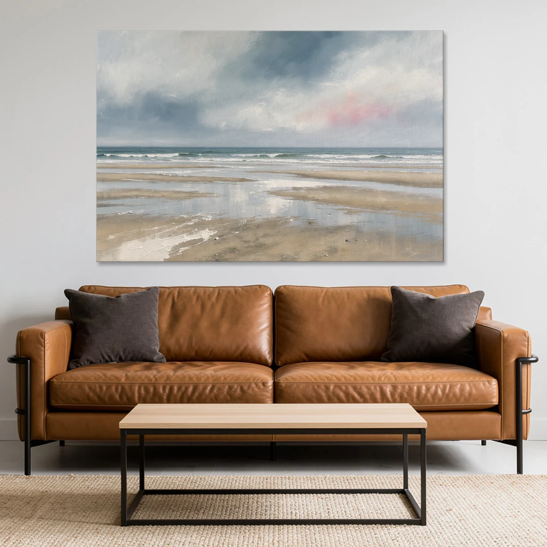 Mirrored Tide Pools at Low Tide Above the Headboard - Canvas Wall Art - Sofa - 60x40