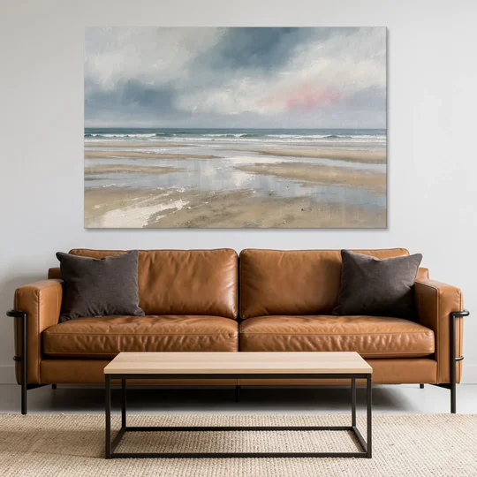 Mirrored Tide Pools at Low Tide Above the Headboard - Canvas Wall Art - Sofa - 60x40