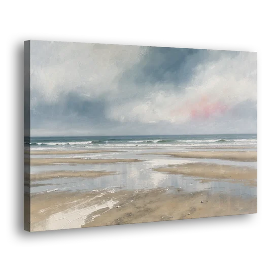 Mirrored Tide Pools at Low Tide Above the Headboard - Canvas Wall Art - Side