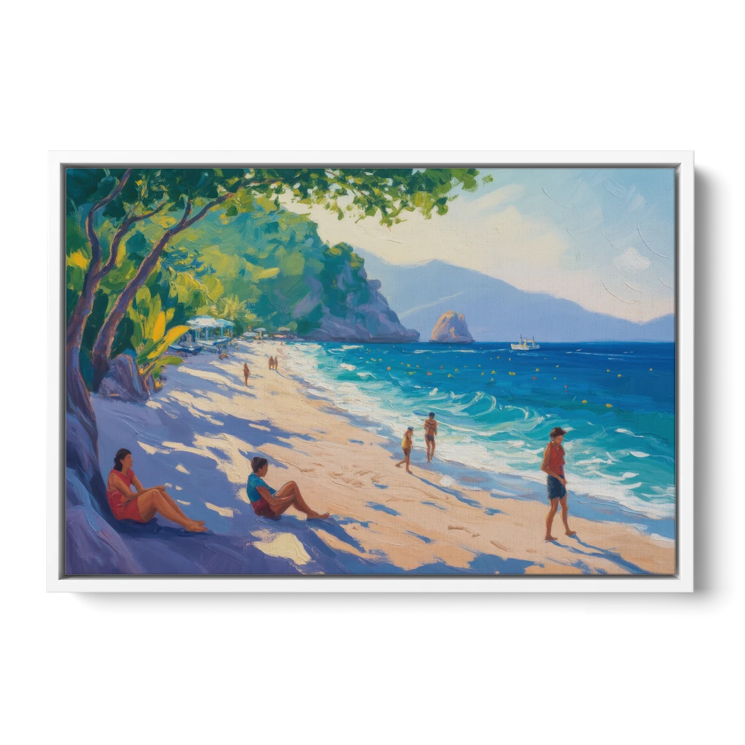 Mismaloya Beach View - White Framed Canvas Wall Art - Front