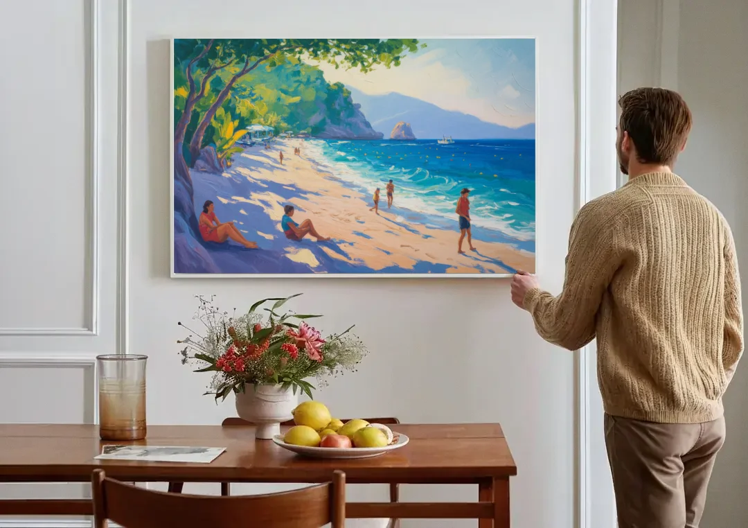 Mismaloya Beach View canvas wall art above a dining table