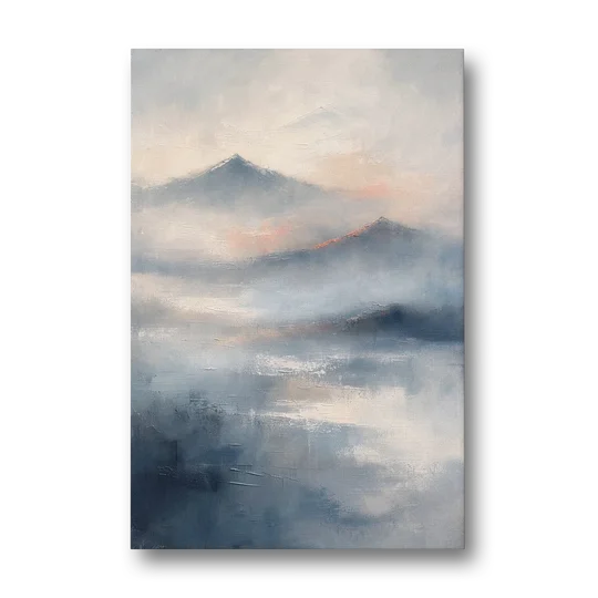 Misty Mountain Painting of Fading Summits - Canvas Wall Art - Front