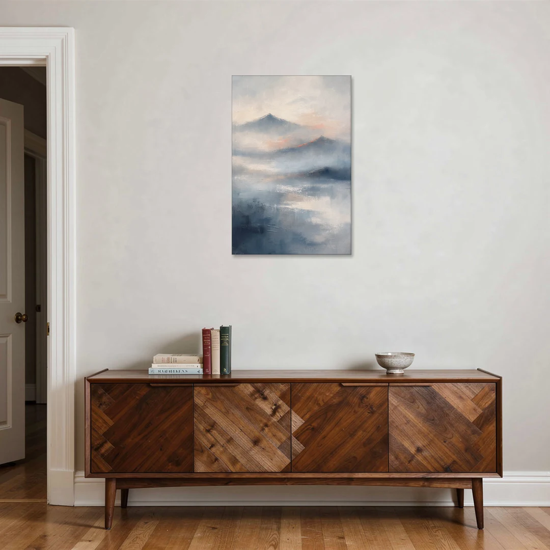 Misty Mountain Painting of Fading Summits - Canvas Wall Art - Coffee Table - 24x36