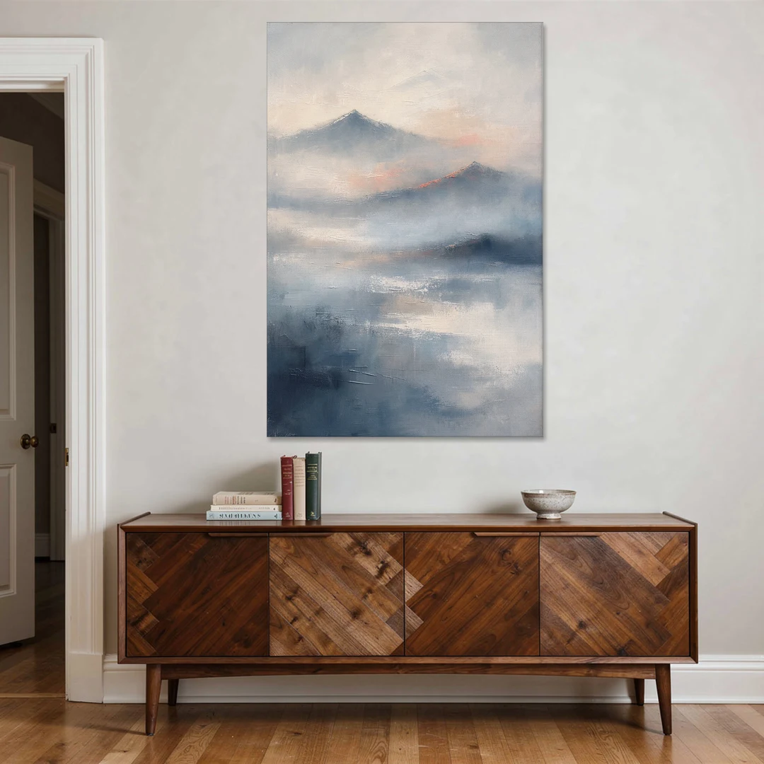 Misty Mountain Painting of Fading Summits - Canvas Wall Art - Coffee Table - 40x60
