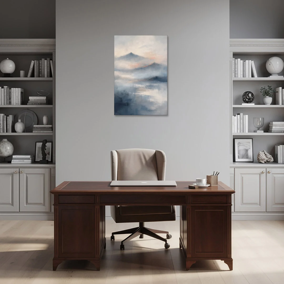 Misty Mountain Painting of Fading Summits - Canvas Wall Art - Office - 24x36