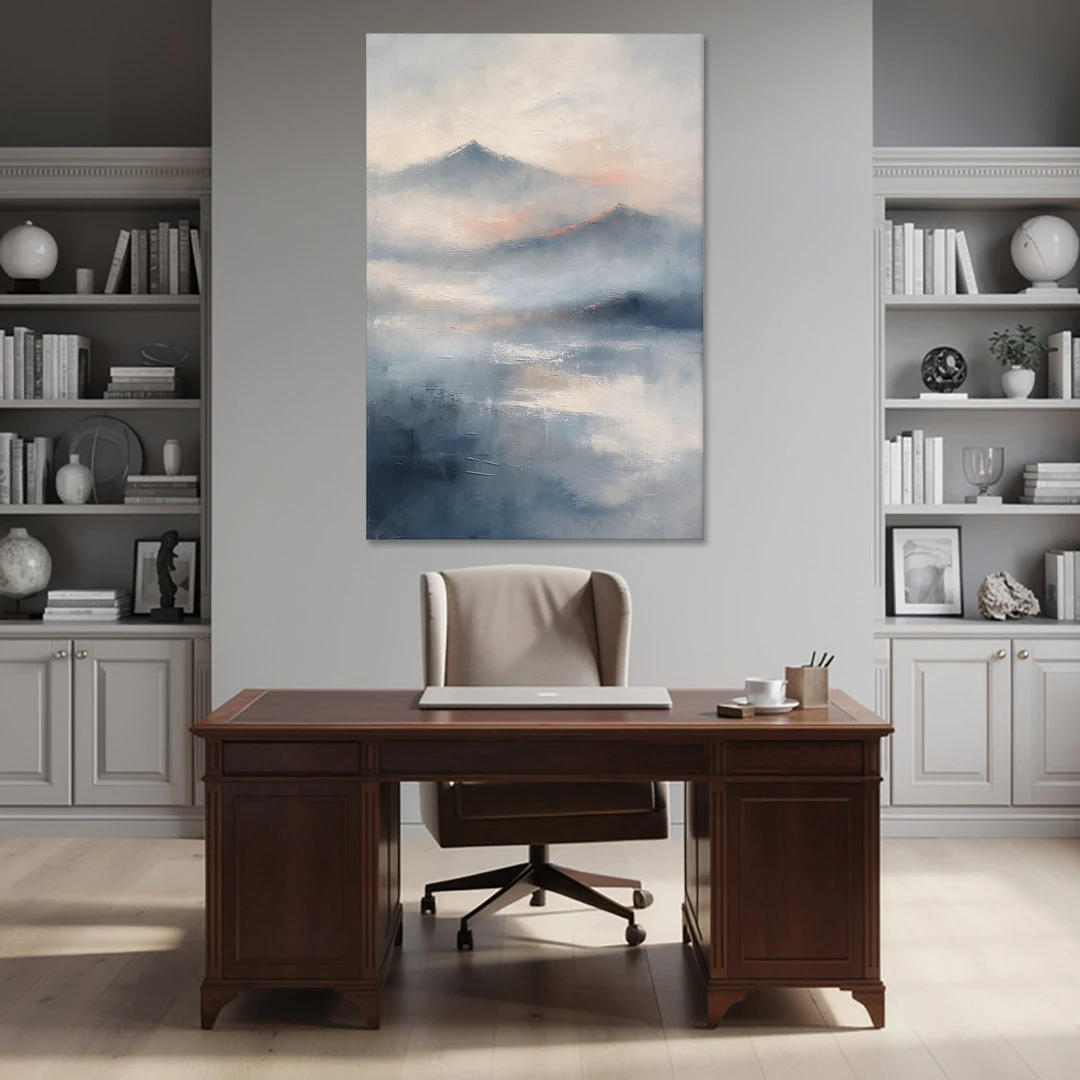 Misty Mountain Painting of Fading Summits - Canvas Wall Art - Office - 40x60