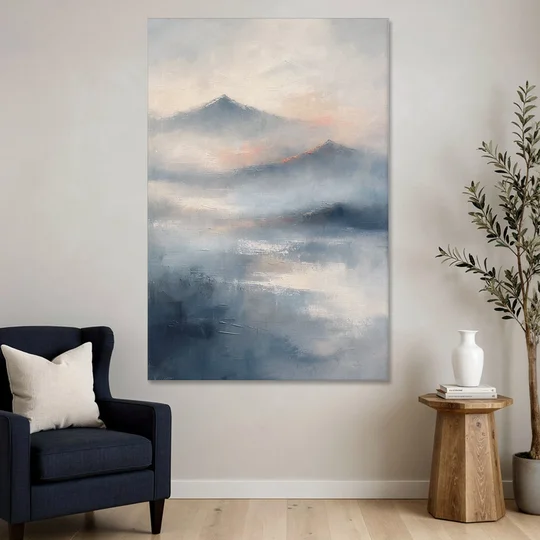 Misty Mountain Painting of Fading Summits - Canvas Wall Art - Sofa - 40x60