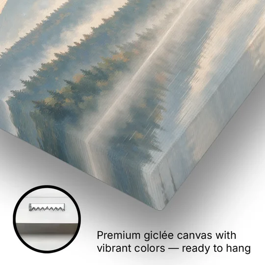 Misty Mountain Ridges at Dawn for the Bedroom - Canvas Wall Art - Gallery Wrap Corner