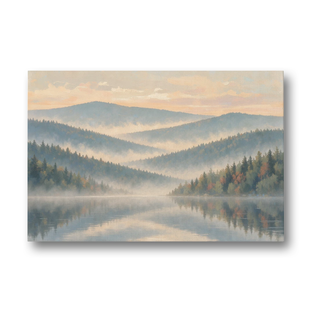 Misty Mountain Ridges at Dawn for the Bedroom - Canvas Wall Art - Front