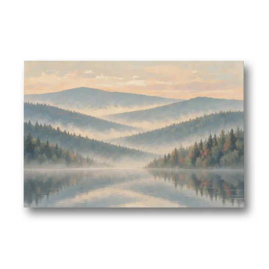 Misty Mountain Ridges at Dawn for the Bedroom - Canvas Wall Art - Front
