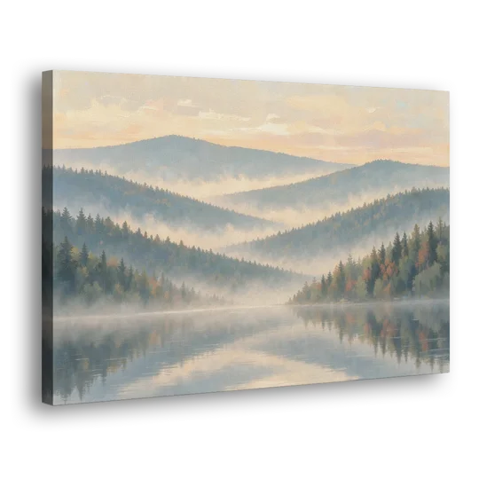 Misty Mountain Ridges at Dawn for the Bedroom - Canvas Wall Art - Side