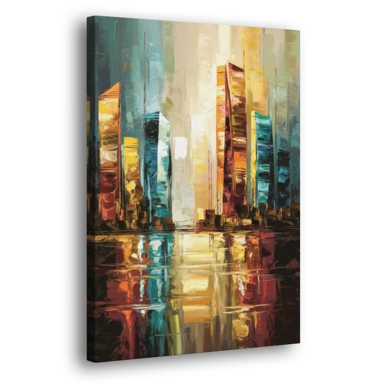 Mobile Abstract Cityscape Modern - Canvas Wall Art - Side