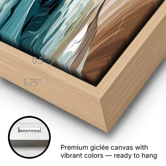 Mobile Coastal Vibes - Oak Framed Canvas Wall Art - Gallery Wrap Corner