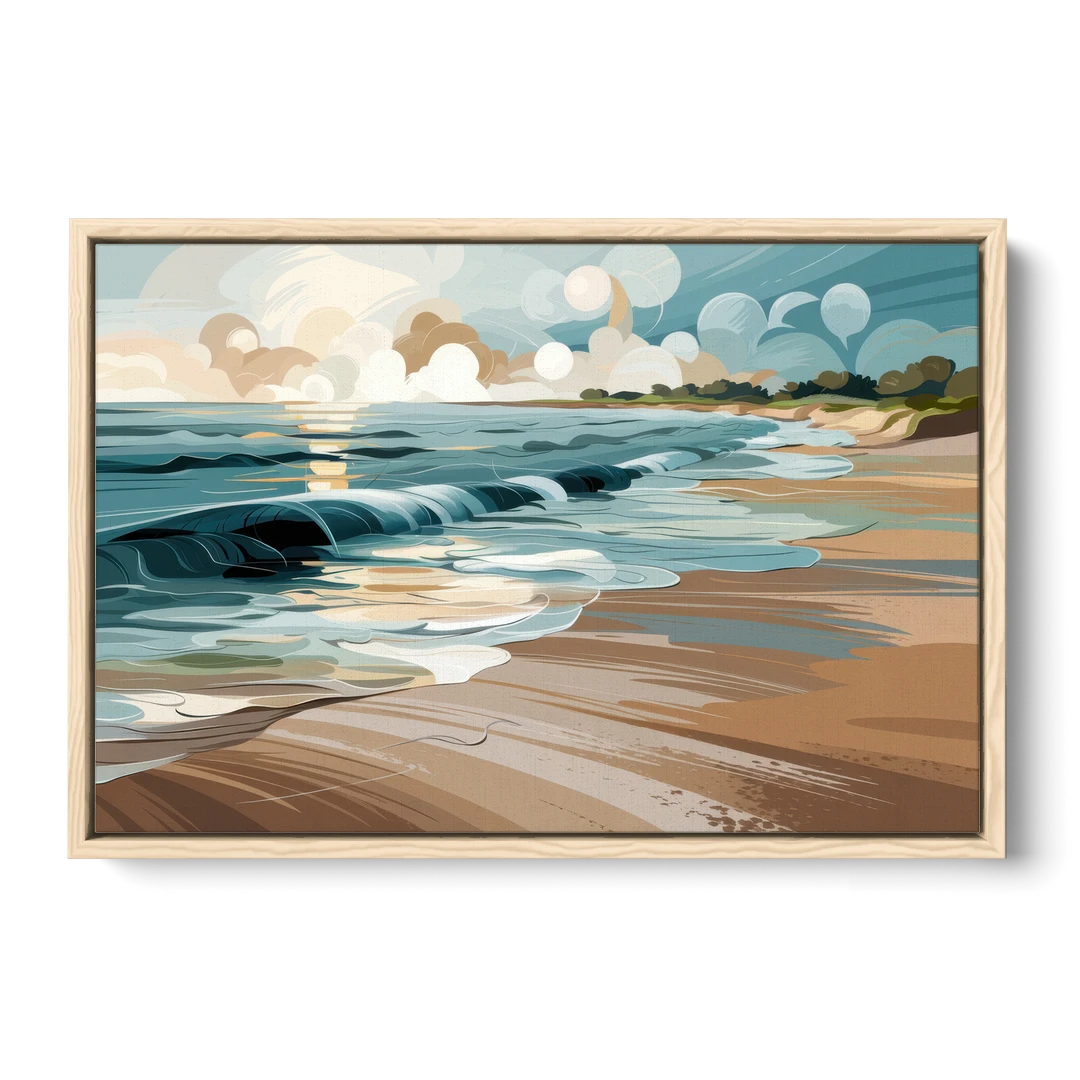 Mobile Coastal Vibes - Oak Framed Canvas Wall Art - Front