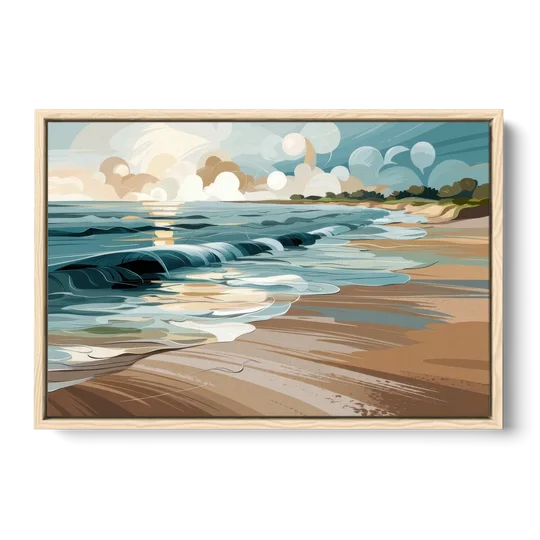 Mobile Coastal Vibes - Oak Framed Canvas Wall Art - Front