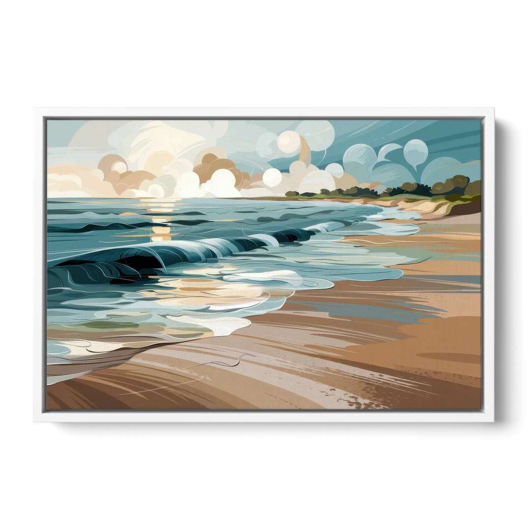 Mobile Coastal Vibes - White Framed Canvas Wall Art - Front